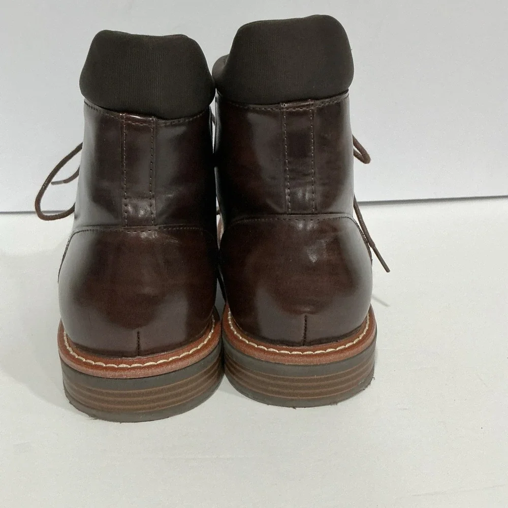 Mens Kenneth Cole REACTION Klay Flex Dark Brown Leather Lace Up Boots 7.5M